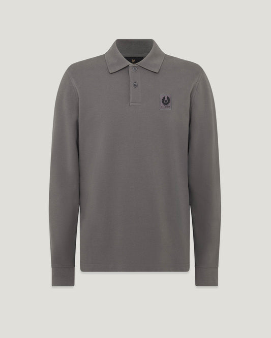 Belstaff Long Sleeved Mens Essentials Polo - Tornado Grey
