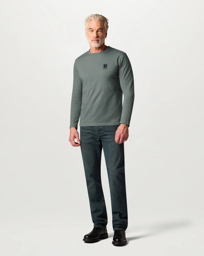 Belstaff Mens Long Sleeved Logo T-Shirt - Atlantic Grey