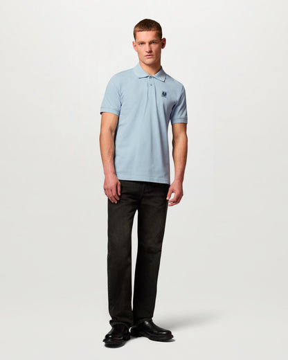 Belstaff Mens Logo Polo - Mist Blue | CHO | Designer Mens Short Sleeve Polo Shirts