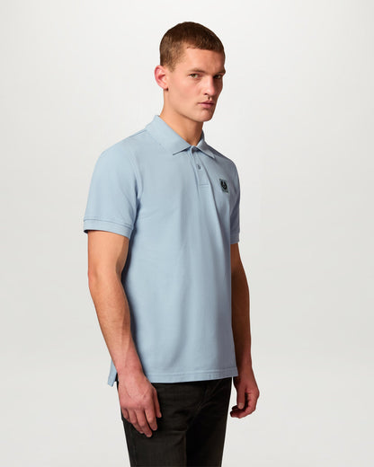 Belstaff Mens Logo Polo - Mist Blue | CHO | Designer Mens Short Sleeve Polo Shirts
