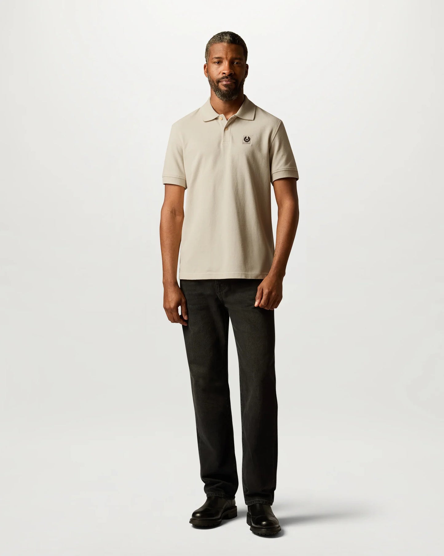 Belstaff Mens Logo Polo - Pale Stone