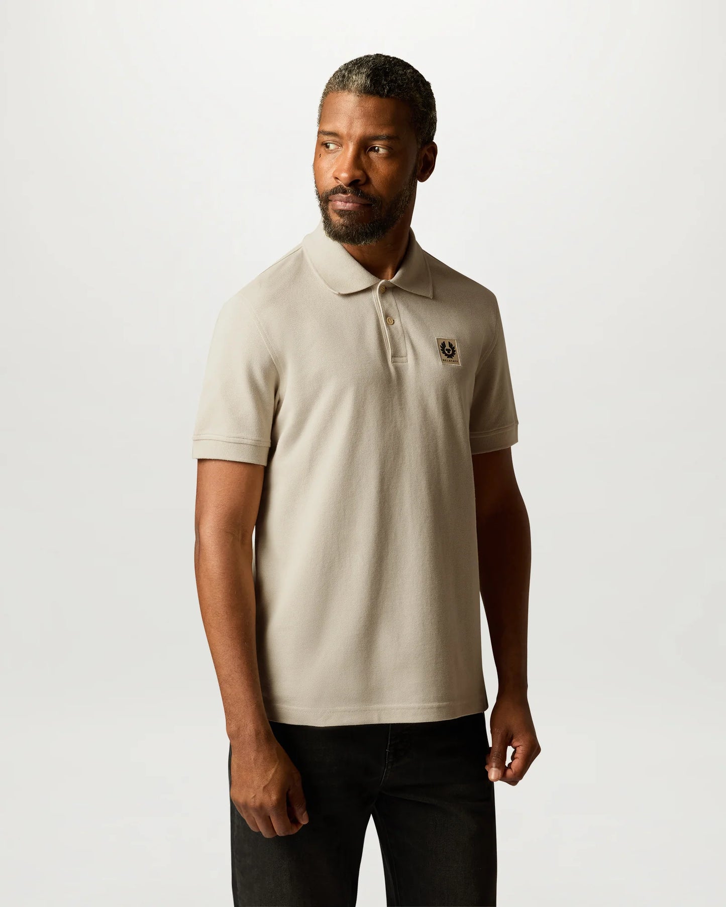 Belstaff Mens Logo Polo - Pale Stone
