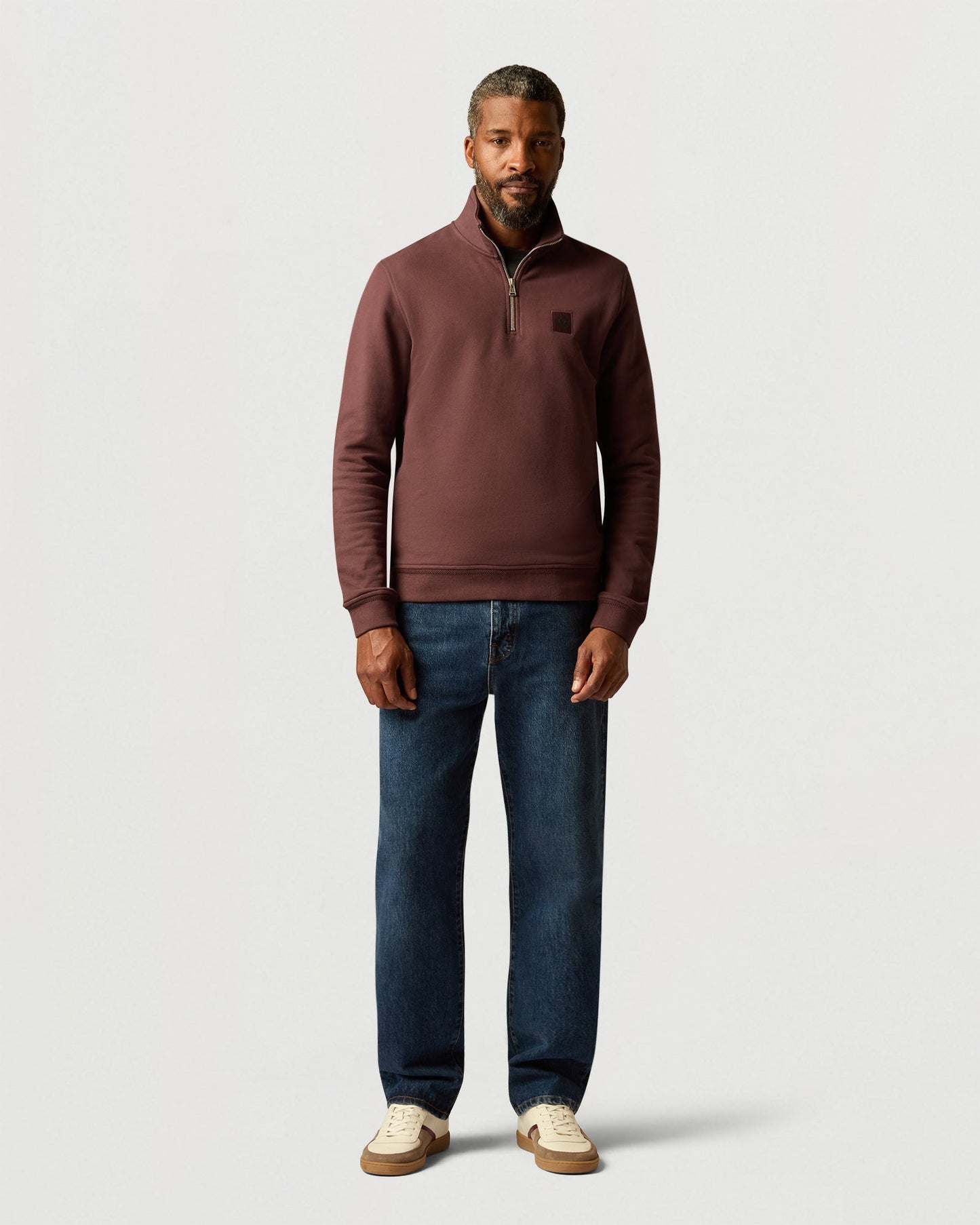 Belstaff Mens Logo Quarter Zip Sweatshirt - Oxblood