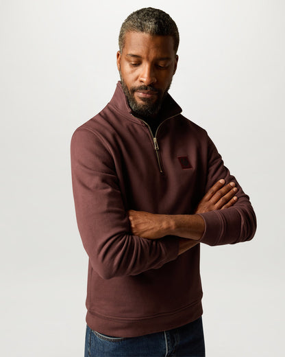 Belstaff Mens Logo Quarter Zip Sweatshirt - Oxblood