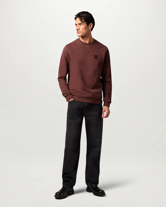 Belstaff Mens Logo Sweatshirt - Oxblood | CHO | Designer Mens Crew Neck Sweatshirts