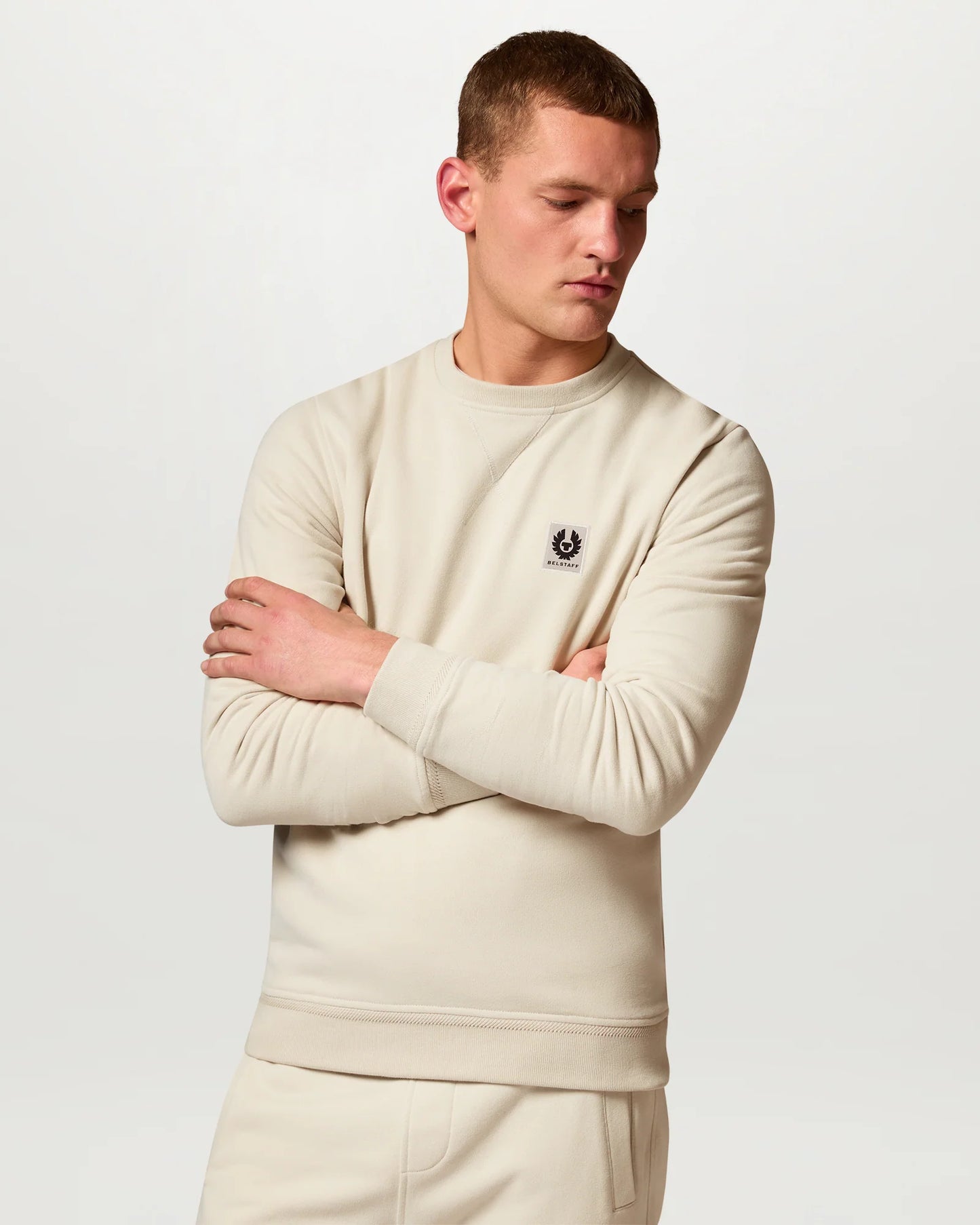 Belstaff Mens Logo Sweatshirt - Pale Stone
