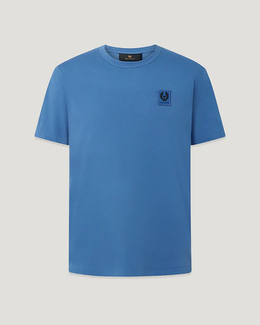 Belstaff Short Sleeved Mens Logo Patch T-Shirt  - Marine Blue | CHO | Designer Mens Logo T-Shirts