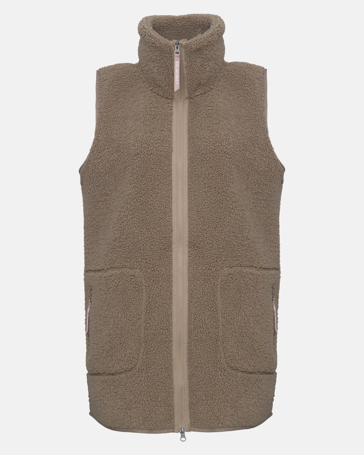 Ilse Jacobsen Long Pile Womens Gilet - Greige 105 | CHO | Designer Womens Pile Gilets