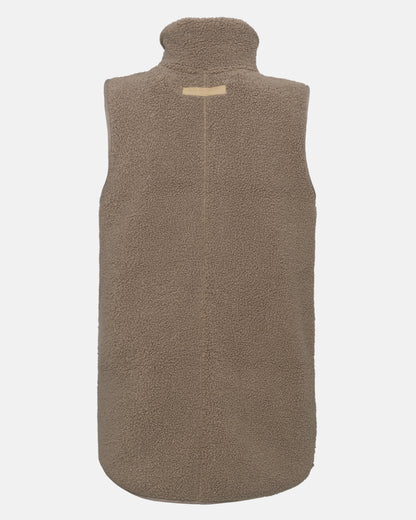 Ilse Jacobsen Long Pile Womens Gilet - Greige 105 | CHO | Designer Womens Pile Gilets