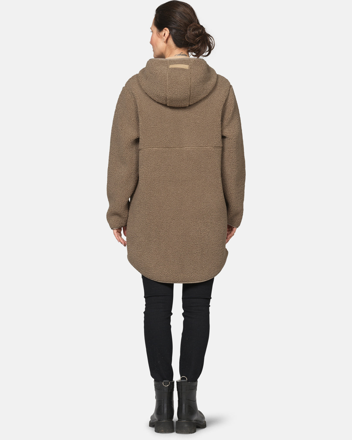 Ilse Jacobsen Bonded Pile Womens Hooded Jacket - Greige 105 | CHO | Designer Womens Pile Jackets