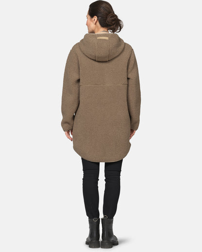 Ilse Jacobsen Bonded Pile Womens Hooded Jacket - Greige 105 | CHO | Designer Womens Pile Jackets
