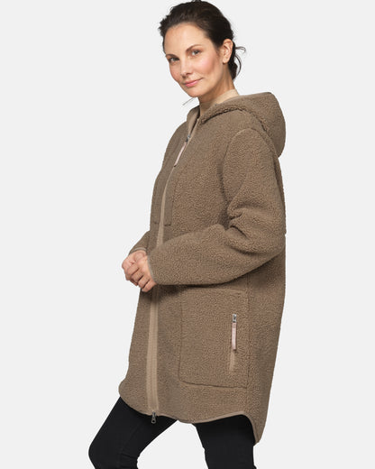 Ilse Jacobsen Bonded Pile Womens Hooded Jacket - Greige 105 | CHO | Designer Womens Pile Jackets