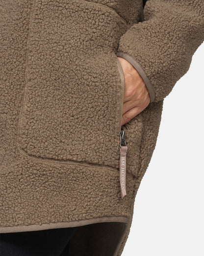 Ilse Jacobsen Bonded Pile Womens Hooded Jacket - Greige 105 | CHO | Designer Womens Pile Jackets