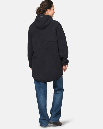 Ilse Jacobsen Bonded Pile Womens Hooded Jacket - Dark Indigo 660 | CHO | Designer Womens Pile Jackets