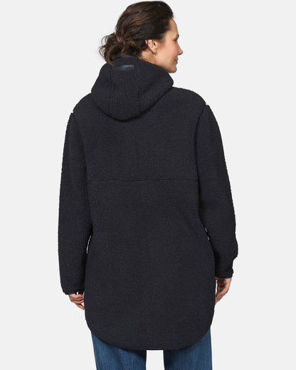 Ilse Jacobsen Bonded Pile Womens Hooded Jacket - Dark Indigo 660 | CHO | Designer Womens Pile Jackets