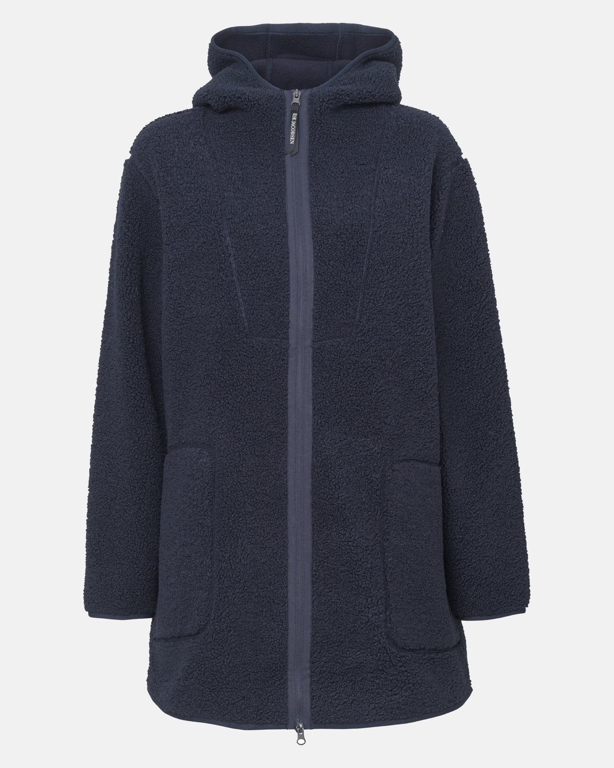 Ilse Jacobsen Bonded Pile Womens Hooded Jacket - Dark Indigo 660 | CHO | Designer Womens Pile Jackets