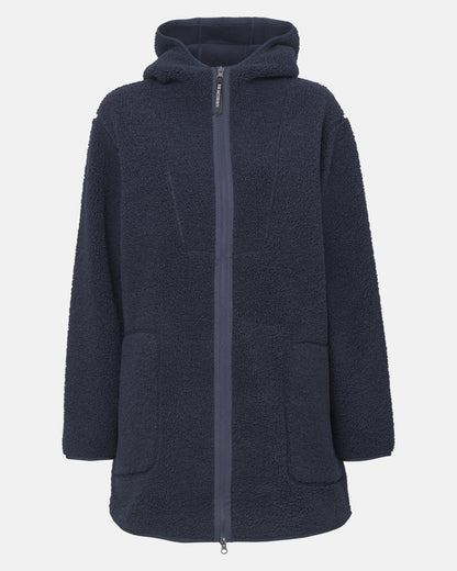 Ilse Jacobsen Bonded Pile Womens Hooded Jacket - Dark Indigo 660 | CHO | Designer Womens Pile Jackets