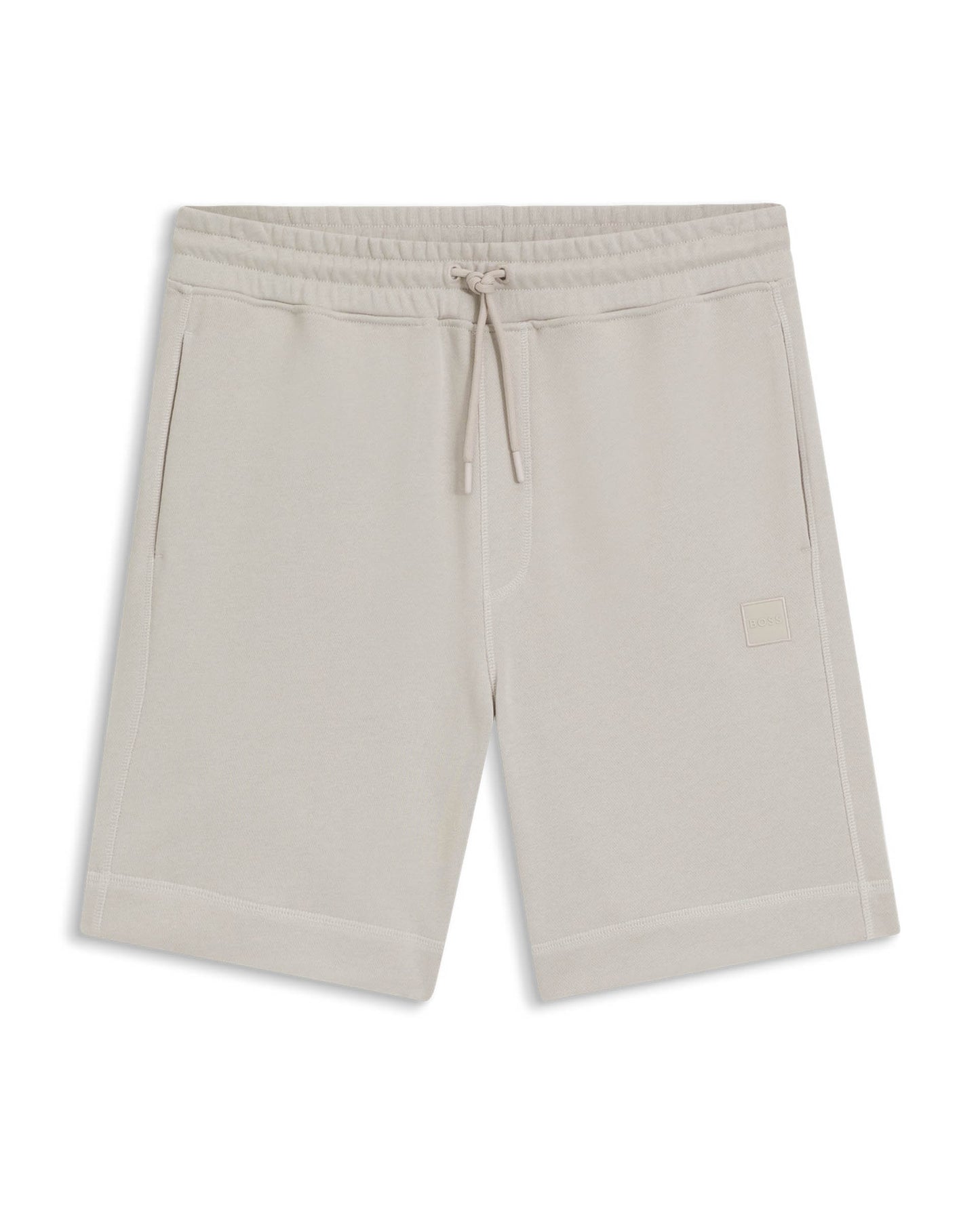 BOSS Orange Sewalk Mens Cotton-Terry Shorts With Logo Badge - Open Grey 070