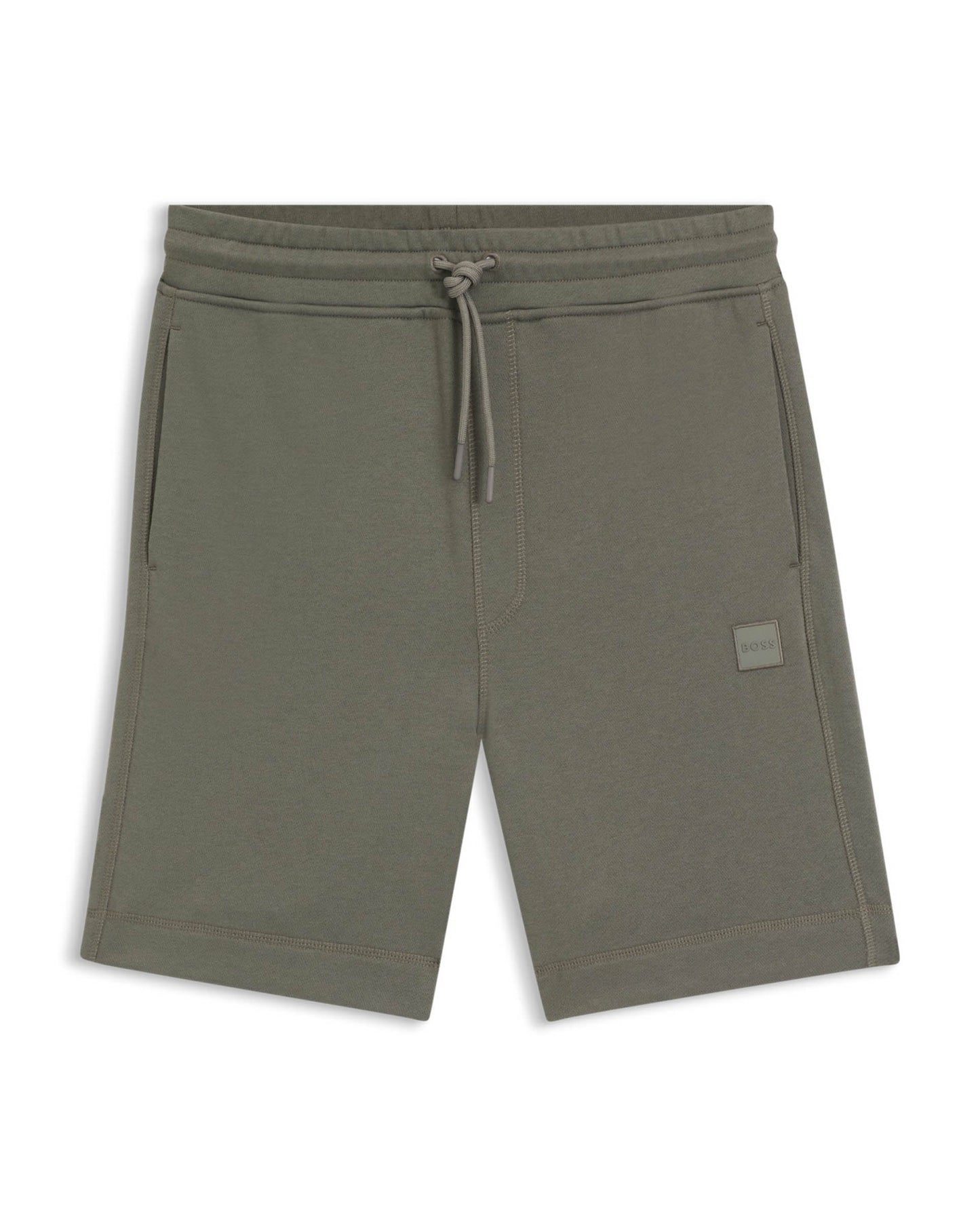 BOSS Orange Sewalk Mens Cotton-Terry Shorts With Logo Badge - Open Grey 076