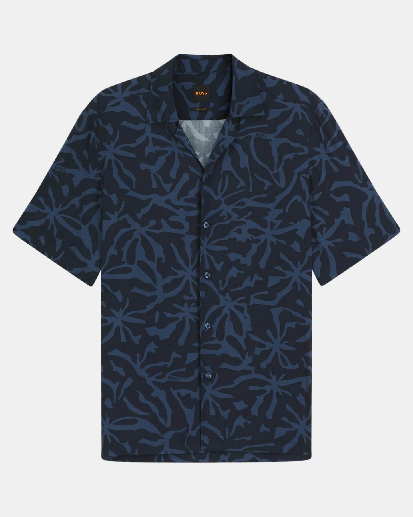 BOSS Orange Rayer Mens Short Sleeve Shirt - Dark Blue 404 | CHO | Designer Mens Short Sleeve Shirts