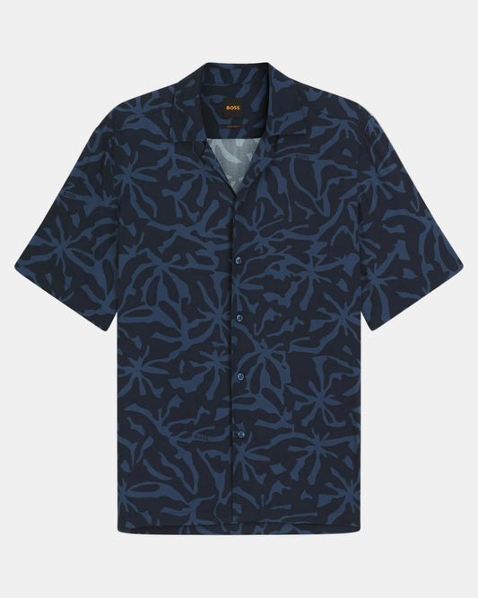 BOSS Orange Rayer Mens Short Sleeve Shirt - Dark Blue 404 | CHO | Designer Mens Short Sleeve Shirts