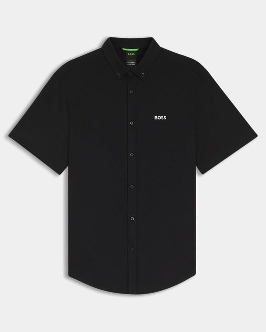 BOSS Green ST_Motion Mens Short Sleeve Shirt - Black 002 - CHO - Designer Mens Short Sleeve Shirts