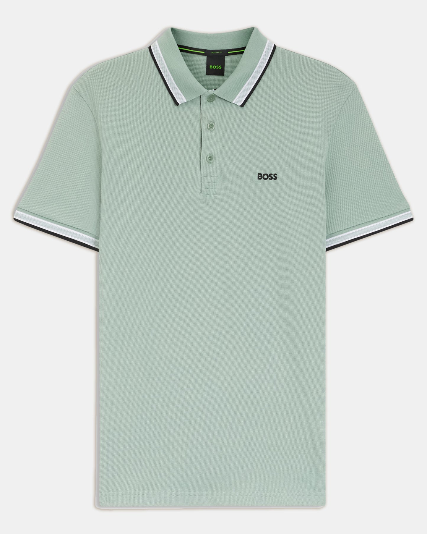 BOSS Green Paddy Mens Cotton-Piqué Polo Shirt with Contrast Logo - Open Green 360