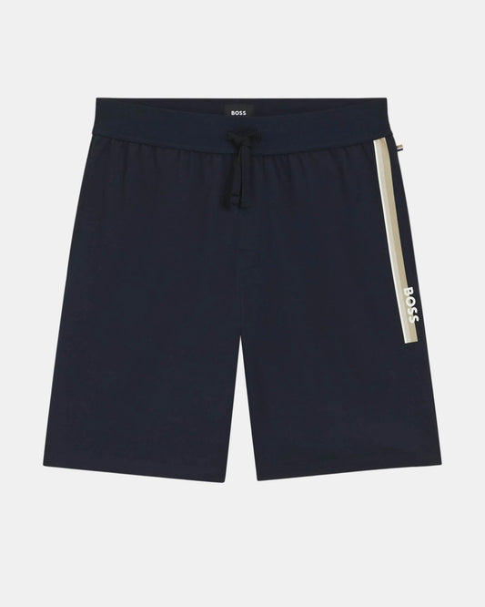 BOSS Orange Authentic Mens Loungewear Shorts with Stripe and Logo - Dark Blue 405
