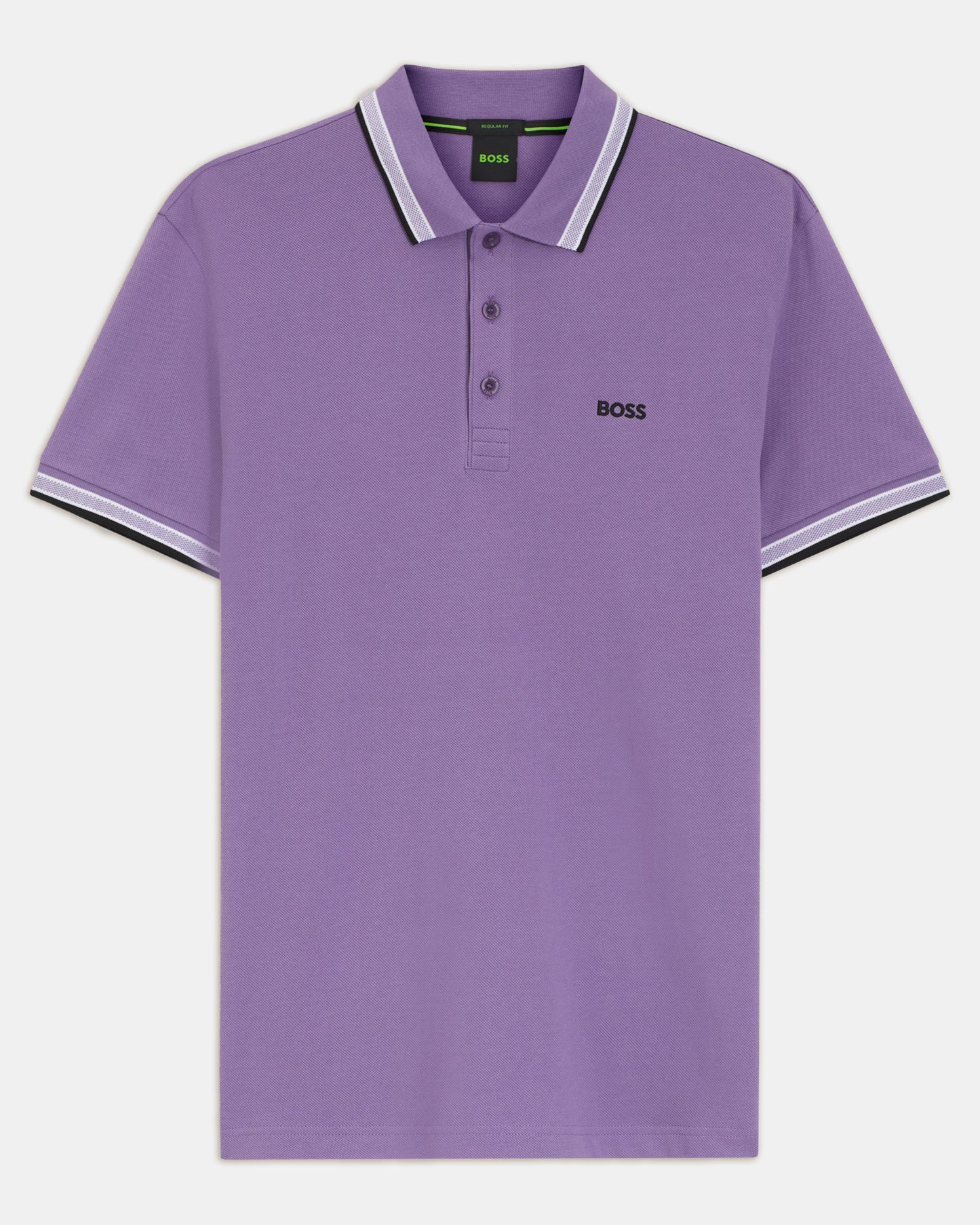 BOSS Green Paddy Mens Cotton-Piqué Polo Shirt with Contrast Logo - Bright Purple 521