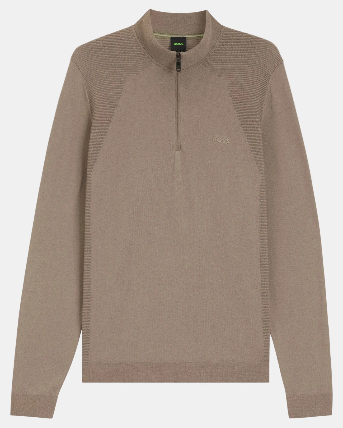 BOSS Green Momentum-Lite Mens 1/4 Zip Funnel Neck Jumper - Light/Pastel Green 334