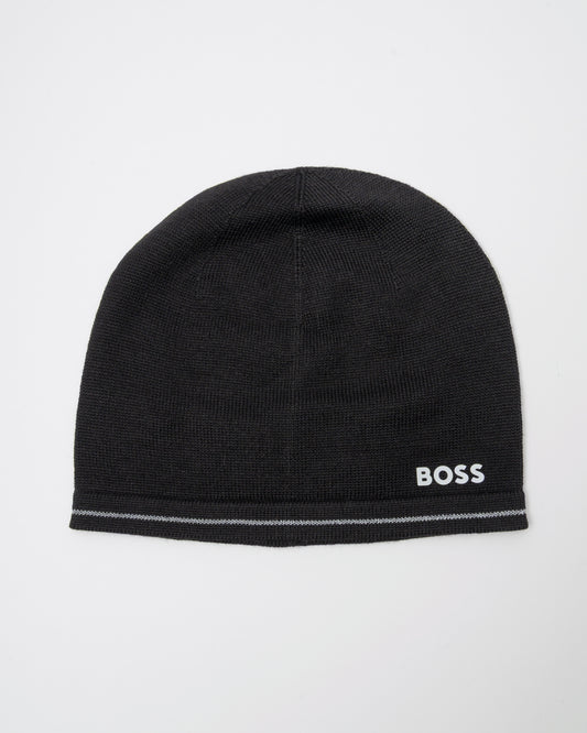 BOSS Green Arveso Mens Beanie - Black 001 - CHO - Designer Mens Hats