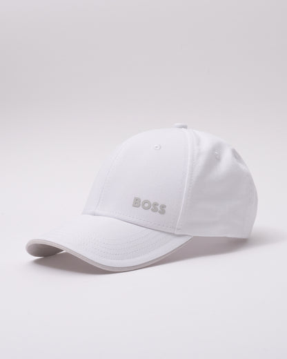BOSS Green Bold Mens Logo-Print Cap In Cotton Twill in Natural white