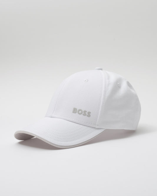 BOSS Green Bold Mens Logo-Print Cap In Cotton Twill - Natural 103 - CHO - Designer Mens Hats