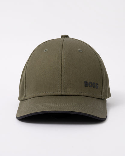 BOSS Green Bold Mens Logo-Print Cap In Cotton Twill in Open Green 398