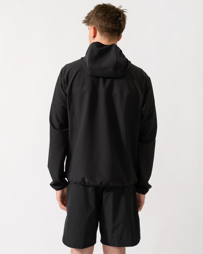 back shot of model wearing a BOSS Green CommuterPro Mens Jacket in Black 001