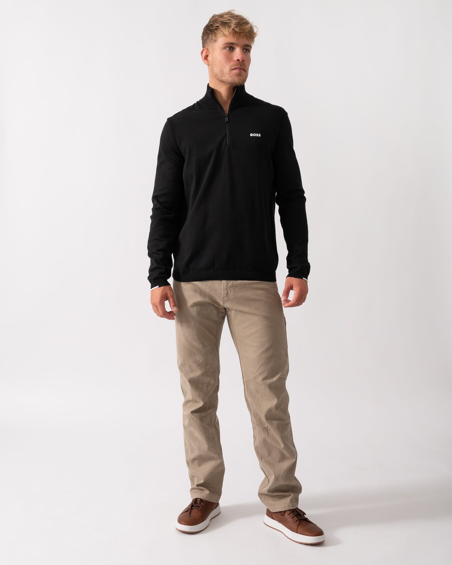 BOSS Green Ever-X Mens Quarter Zip Jumper - Black 001