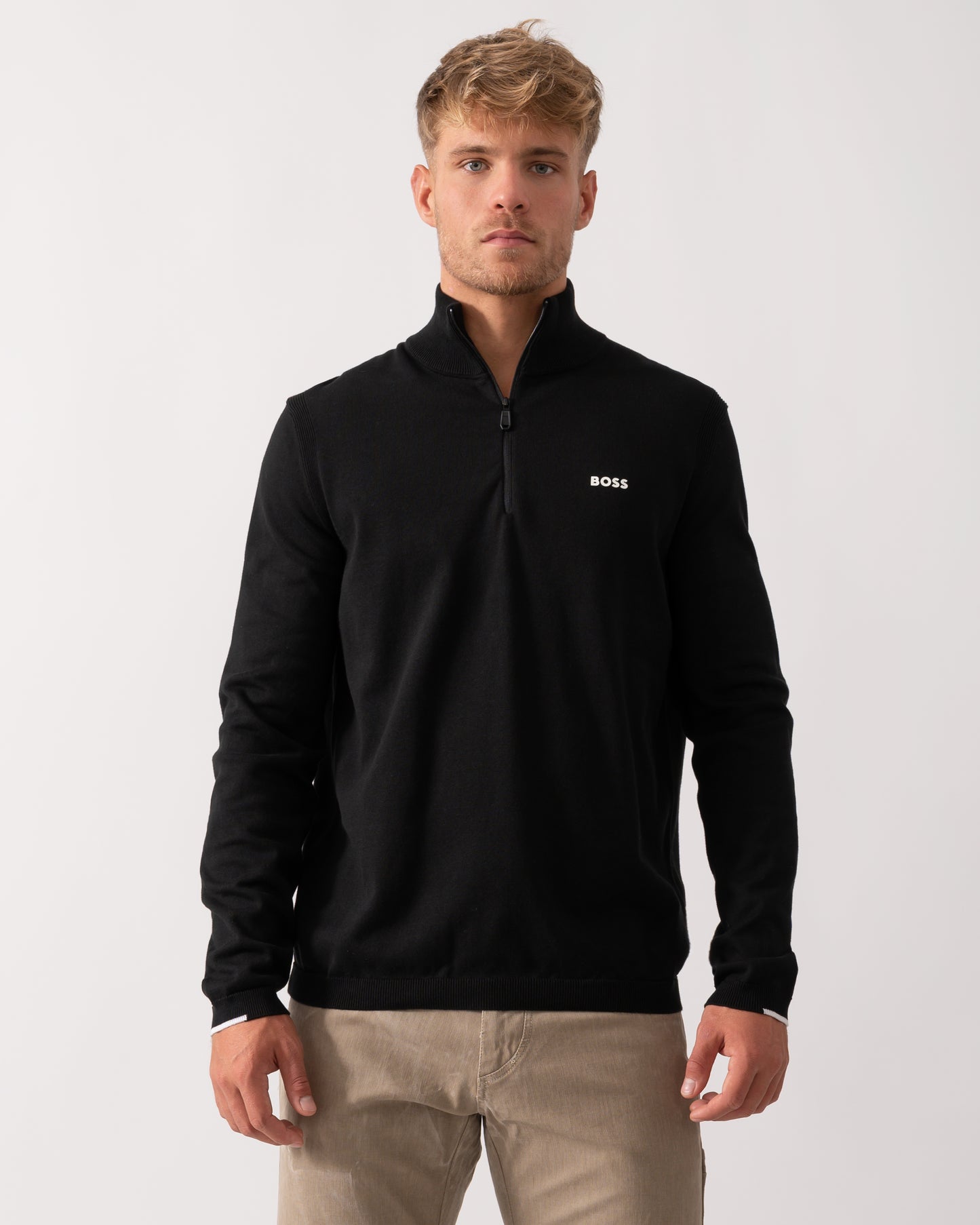 BOSS Green Ever-X Mens Quarter Zip Jumper - Black 001