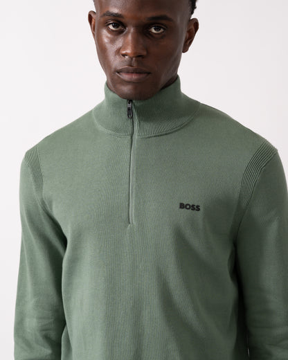 BOSS Green Ever-X Mens Quarter Zip Jumper - Open Green 358
