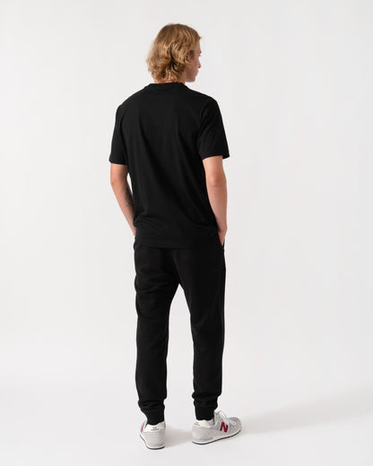 Back of the BOSS Green Mens Relaxed-fit T-Shirt in stretch cotton with tonal logo - Black 001