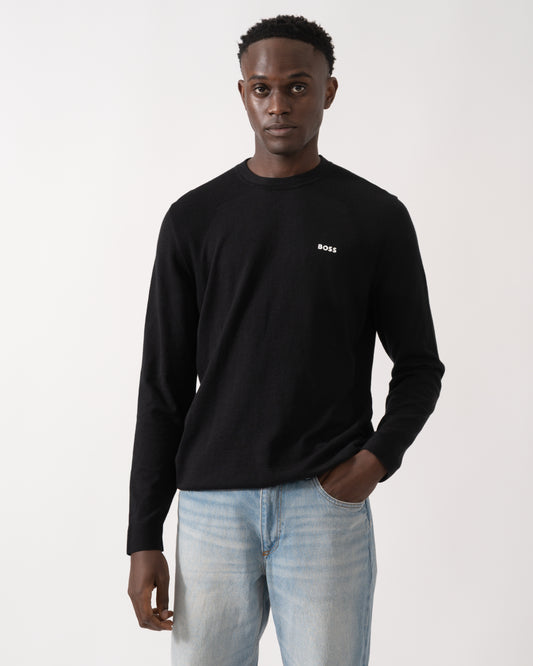 BOSS Green Momentum-Lite Crew Neck Mens Jumper - Black 001