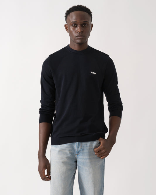 BOSS Green Momentum-Lite Crew Neck Mens Jumper - Dark Blue 402