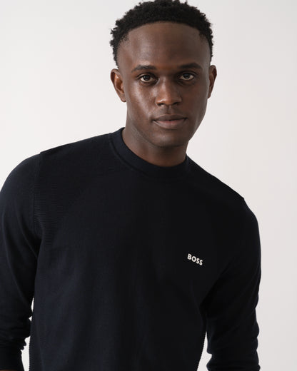 BOSS Green Momentum-Lite Crew Neck Mens Jumper - Dark Blue 402