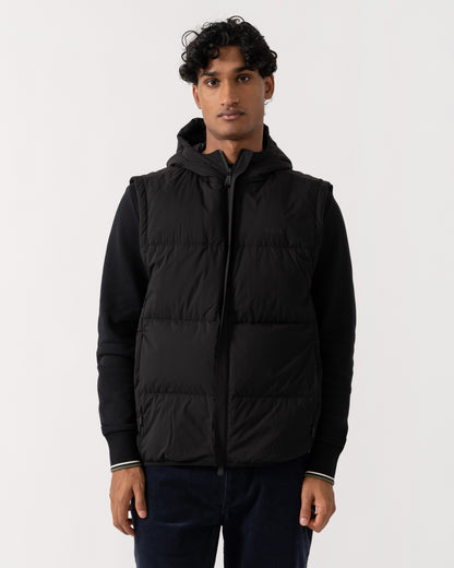 Front of BOSS Green OW Riplite Mens Padded Gilet - Black 001