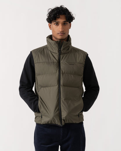 Front of BOSS Green OW Urbanex Mens Puffer Gilet - Open Green 398