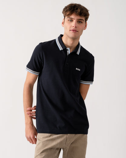 BOSS Green Paddy Mens Cotton-Piqué Polo Shirt with Contrast Logo