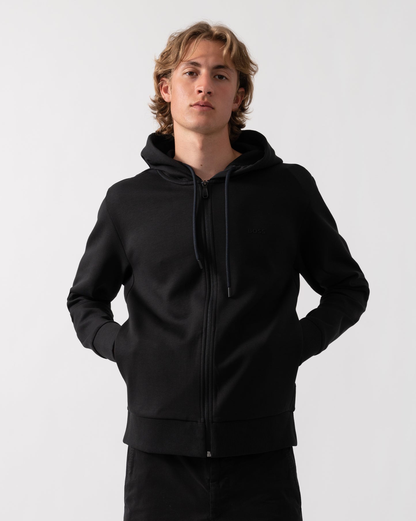 BOSS Green Saggy Mens Zip Up Hoodie - Black 001