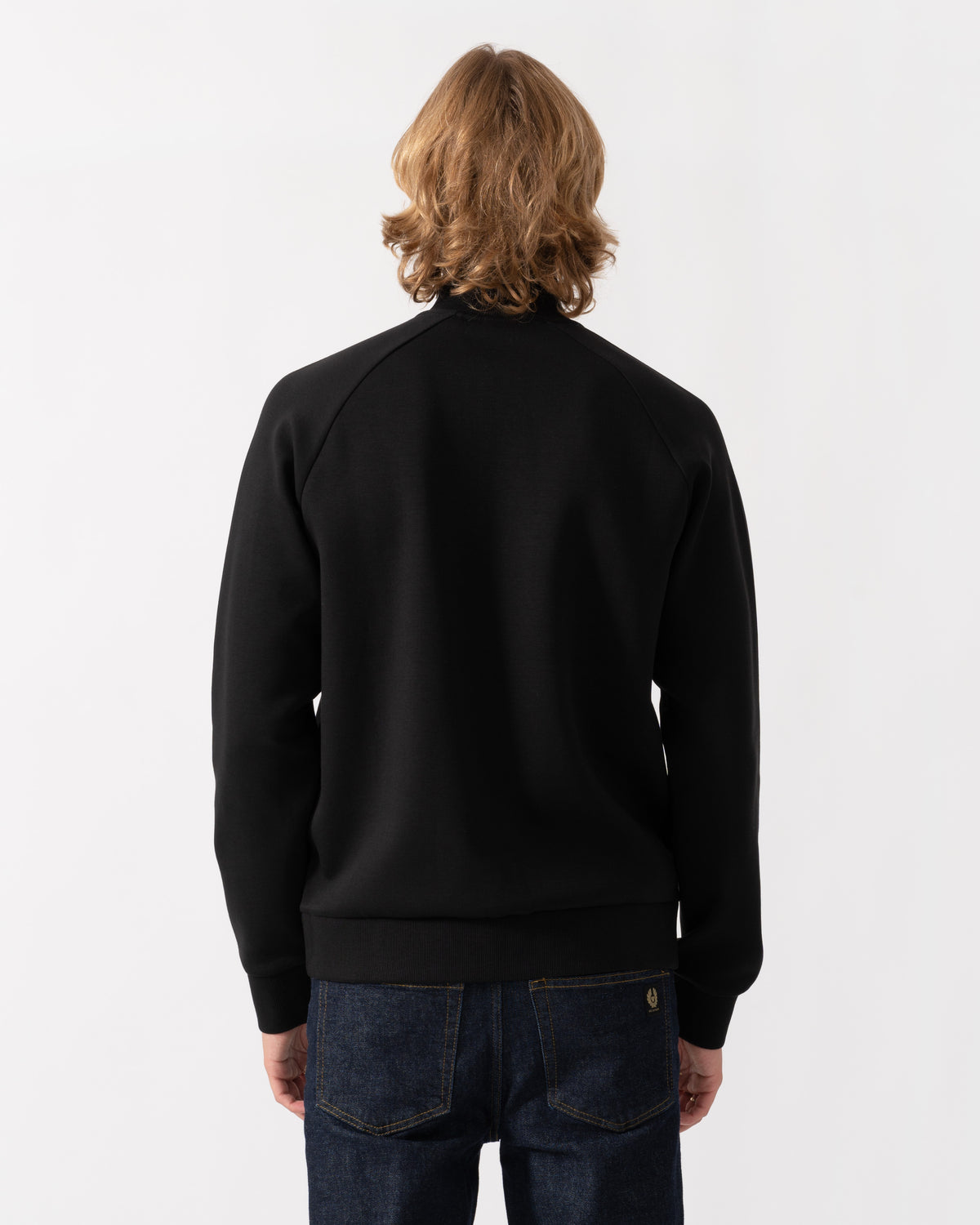 Back of the BOSS Green Skaz Mens Full Zip Funnel Neck Sweatshirt with Tonal Logo - Black 001