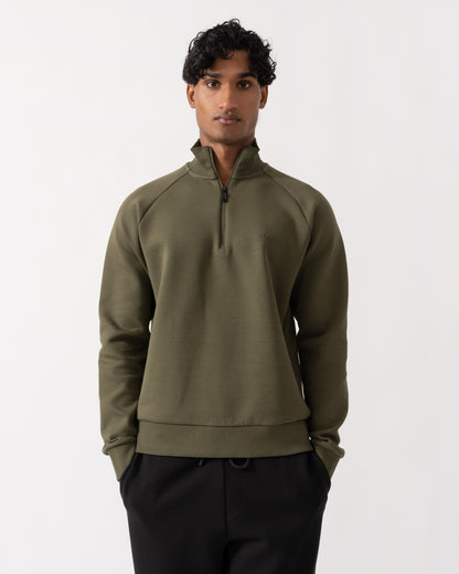 Front of BOSS Green Sweat Mens 1/4 Zip Sweatshirt 50565306 - Open Green 398