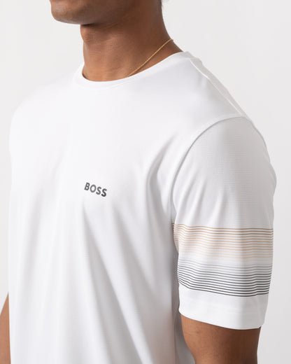 Stripe detail of BOSS Green TS TOC Court 2 Mens Slim Fit T-Shirt - White 100