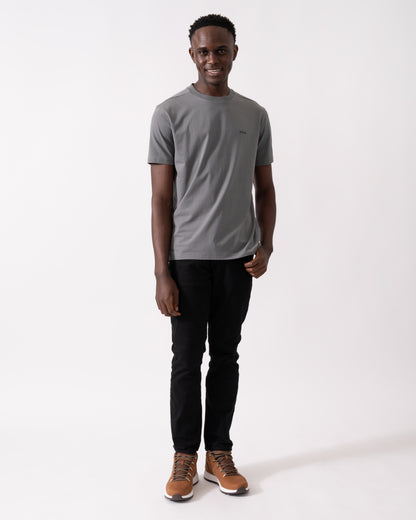 BOSS Green Tee Mens Stretch Cotton T-Shirt with Contrast Logo - Medium Grey 036